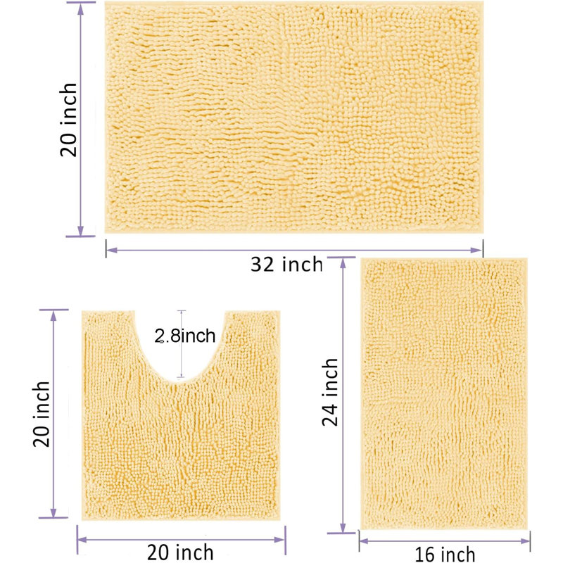 Tapis pour salle de bain Kisanet Chenillie, Jaune clair
