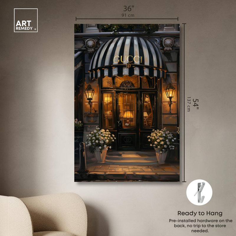 «Elegant Night Time Store Store Canvas» par Art Remedy, H 54 po x l 36 po, Toile tendue, Toile tendue
