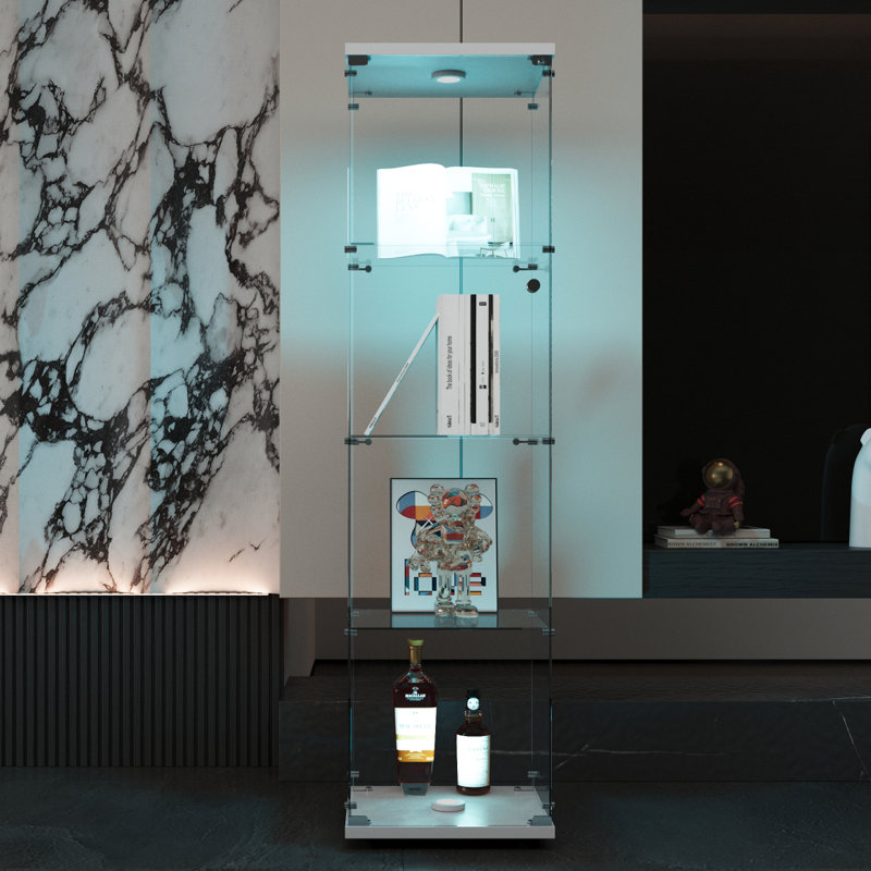 Vitrine à 4 tablettes Leds, Blanc