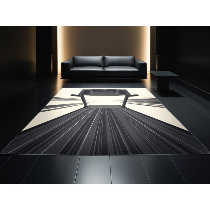 Machine Washable Seth Running Treadmill Modern & Contemporary Rug in Gray – Gray Binding, 2x5