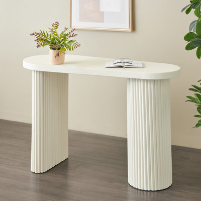 Cole And Grey Metal Handmade Oval Console Table With Ribbed Legs