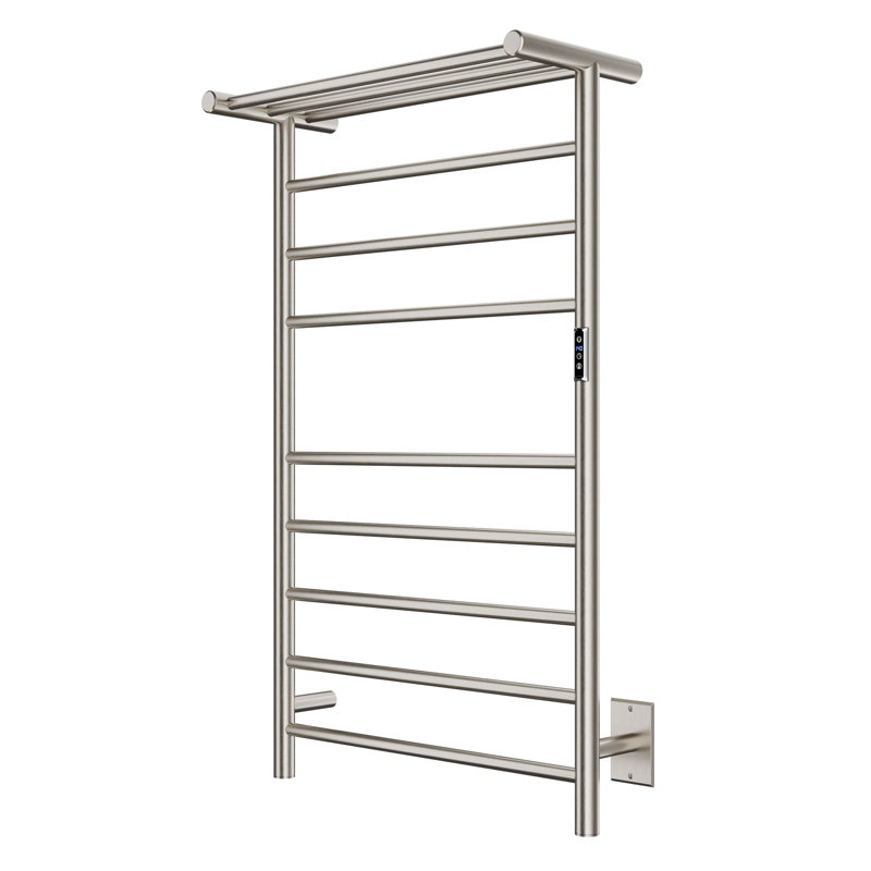 Brushed Nickel 8-Bar Wall Mounted Electric Towel Warmer
