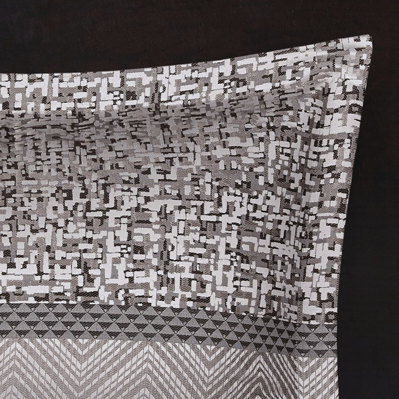 Très grand lit - oreillers décoratifs gris / taupe avec jupe de lit 100% 7 pièces, Gris/taupe