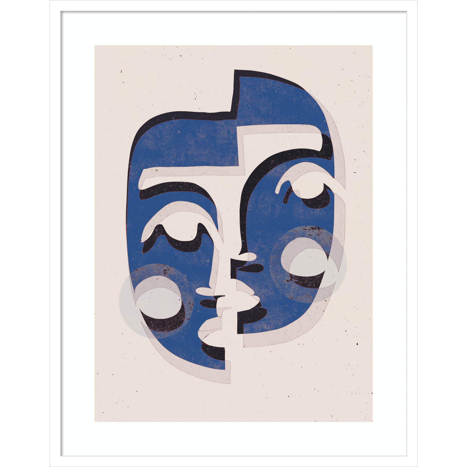 The Blue Mask by Treechild, White, 33" H x 26" W