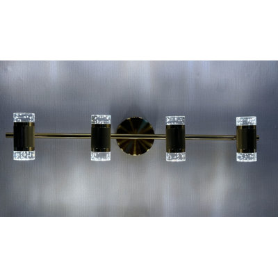 Éclairage pour meuble-lavabo Aurum Beam - laiton brossé et cylindre de cristal - 4 lumières