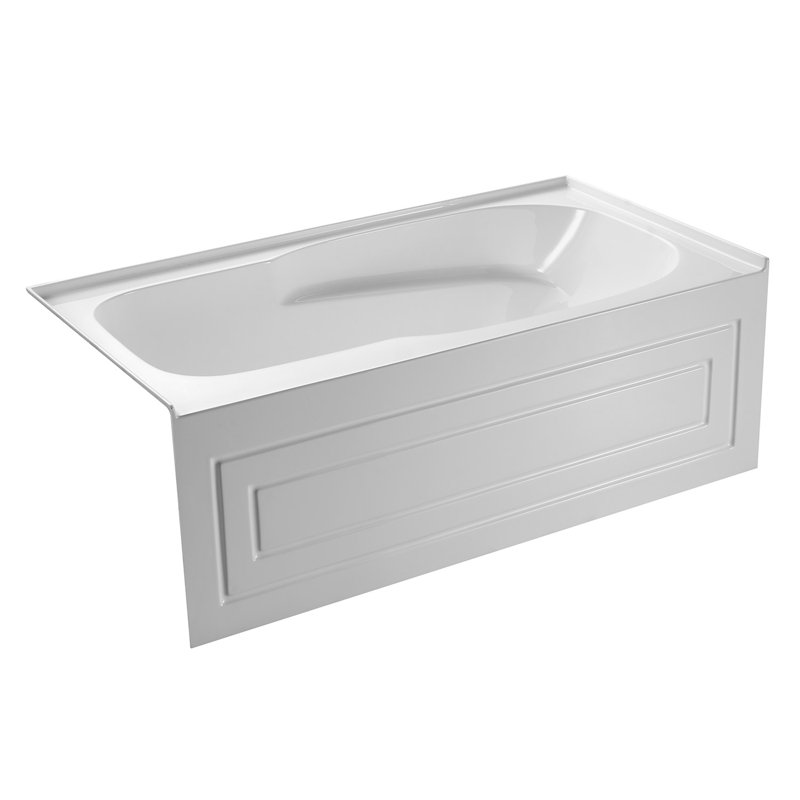 Kingston Brass Aqua Eden 60-Inch Acrylic Rectangular 3-Wall Alcove Tub with Armrests and Anti-Skid Surface, Left