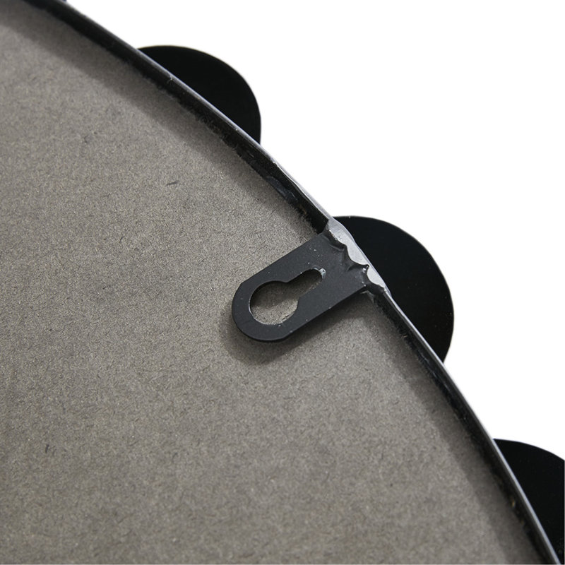 Élégant miroir mural perlé de P 36 po - Cadre en fer noir mat Support de verre exquis avec miroir prêt à accrocher dans un espace intérieur Diamètre de 36 po avec garniture charmante Installation sans effort
