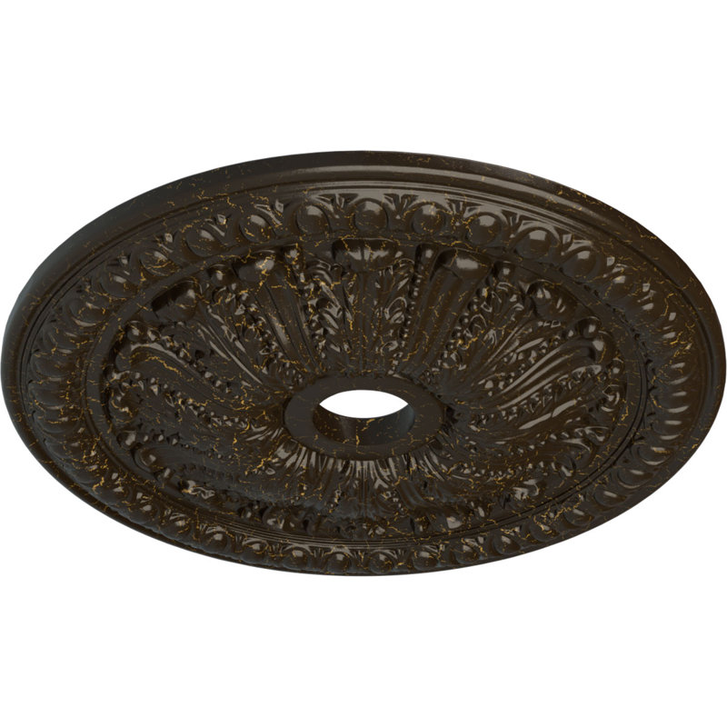 Endurathane Tomango Egg & Dart Ceiling Medallion, 27 7/8"OD x 3 7/8"ID x 2 1/2"P (Fits Canopies up to 6 3/4"), Hand-Painted Stone Hearth Crackle Finish