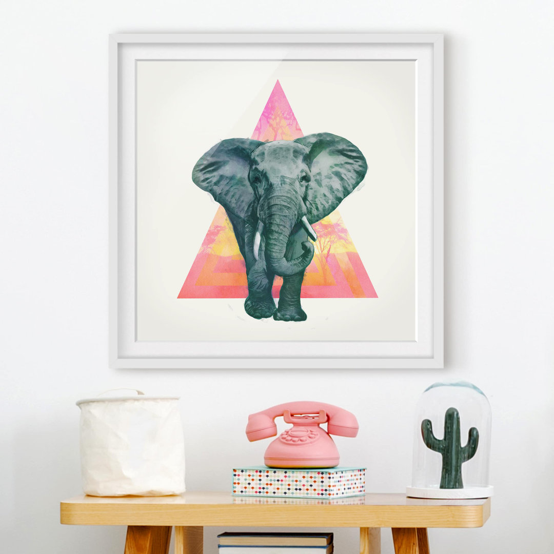 Gerahmtes Poster-Illustrations-Elefant vor Dreieck