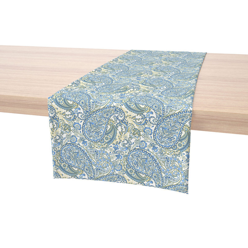 Table Runner, 100% Cotton, 16X108", Blue Paisley, 108" L x 16" W