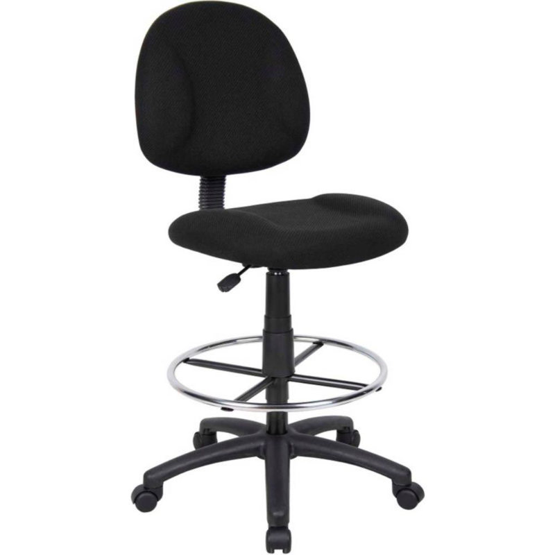 ErgoFlex Black Nylon Adjustable Drafting Swivel Chair with Footring