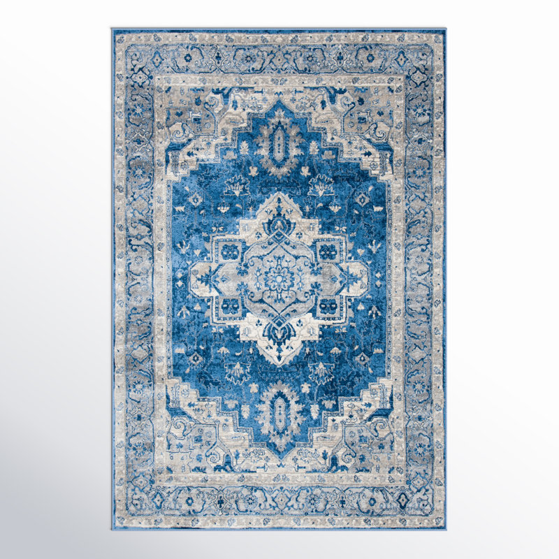 Tapis bleu / gris Aurich 851, Rectangle 5 pi 3 po x 7 pi 6 po