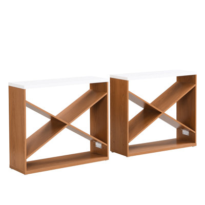 71.25 Inch Console Table With X Shape Detachable Design, White, Storage For Foyer, Living Room, Office White And Space