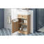 Meuble-lavabo de 18,5 po de style rustique avec lavabo en résine réversible, structure d'armoire, tablette de rangement réglable pour une utilisation efficace de l'espace, poignées en métal, finition grain de bois, système de porte à fermeture en douceur