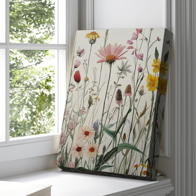 Toile tendue avec châssis floral Lxxxxl - prêt à accrocher, H 48 po x l 32 po