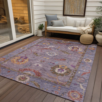 Machine Washable Indoor/Outdoor Kaczor ACN2229 Global Rug