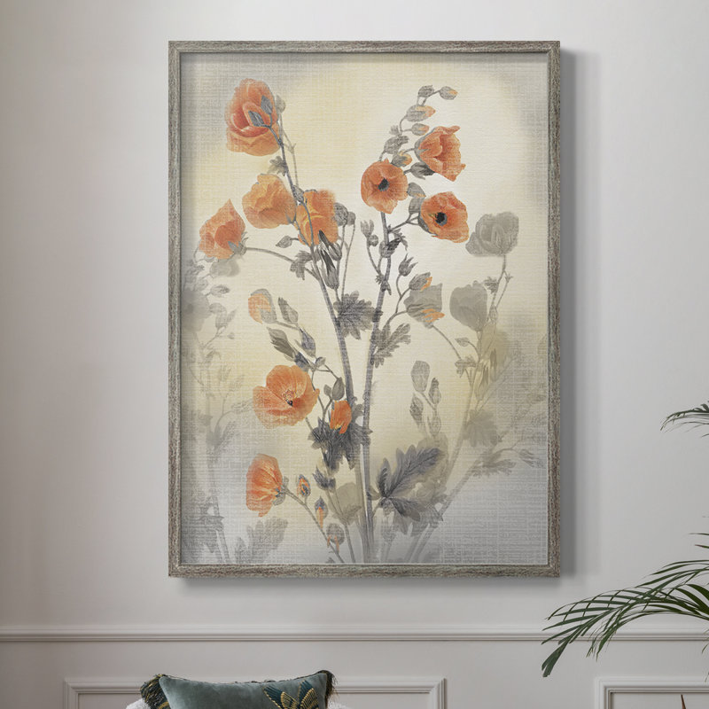 Red Poppy Framed Print - Solid Wood, 11" H x 9" W