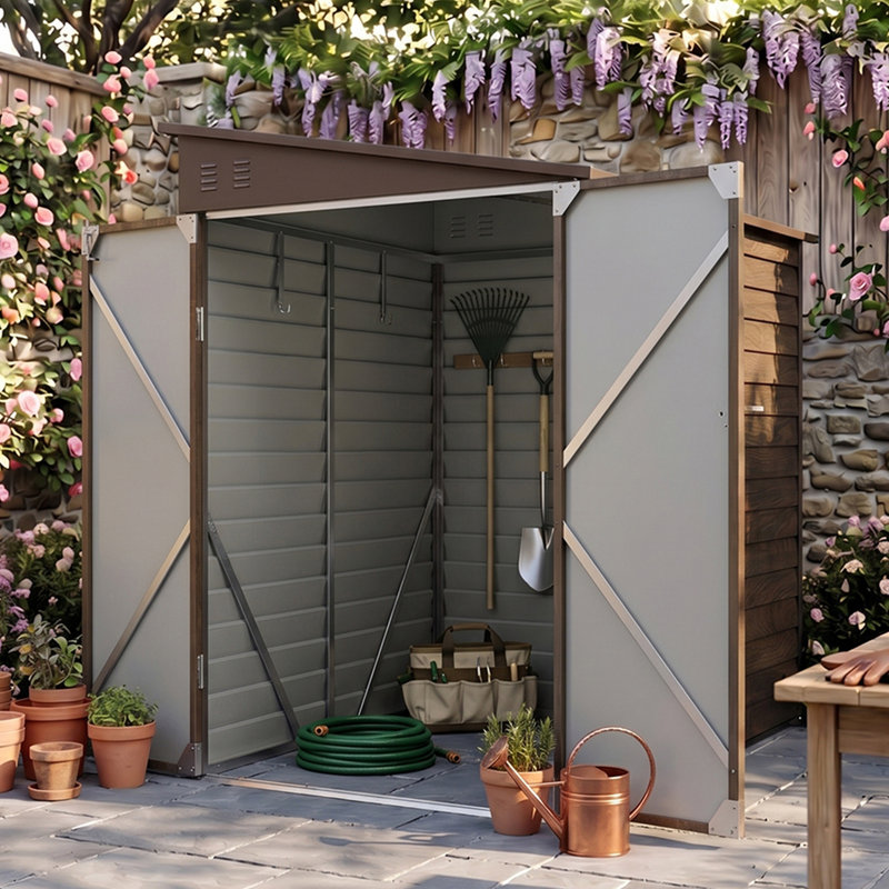 4.6 x 9FT Metal Pent Roof Garden Storage Shed