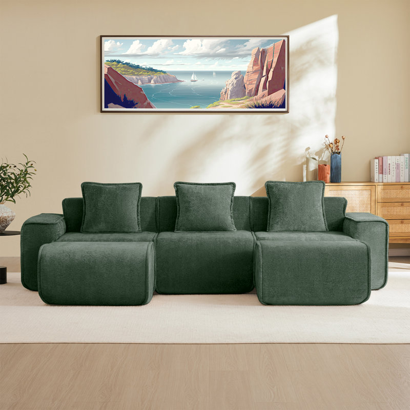 Canapé modulaire Boneless, H 31,1 po x l 108,66 po x P 59,84 po, 5, Vert