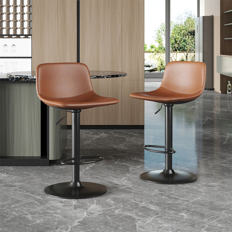 Ensemble de 2 tabourets de bar réglables (seulement chaises de salle à manger), Brun