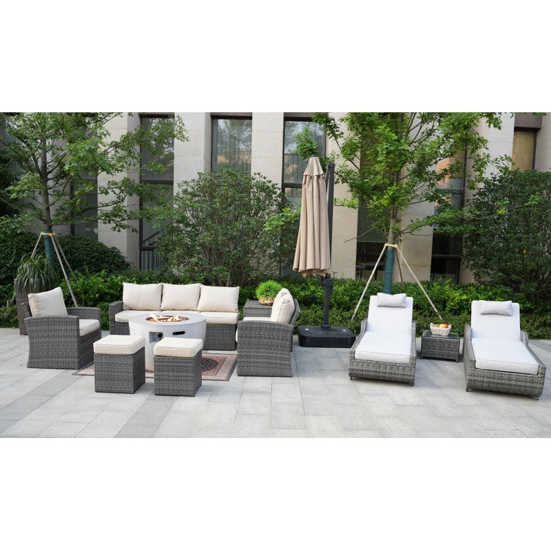 - Person Patio Conversation Set with Cushions, Gray
