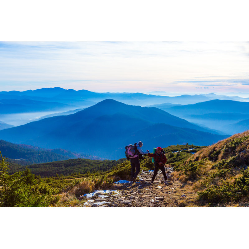 Two Hikers by AlexBrylov - Wrapped Canvas Print, 30cm H x 46cm W