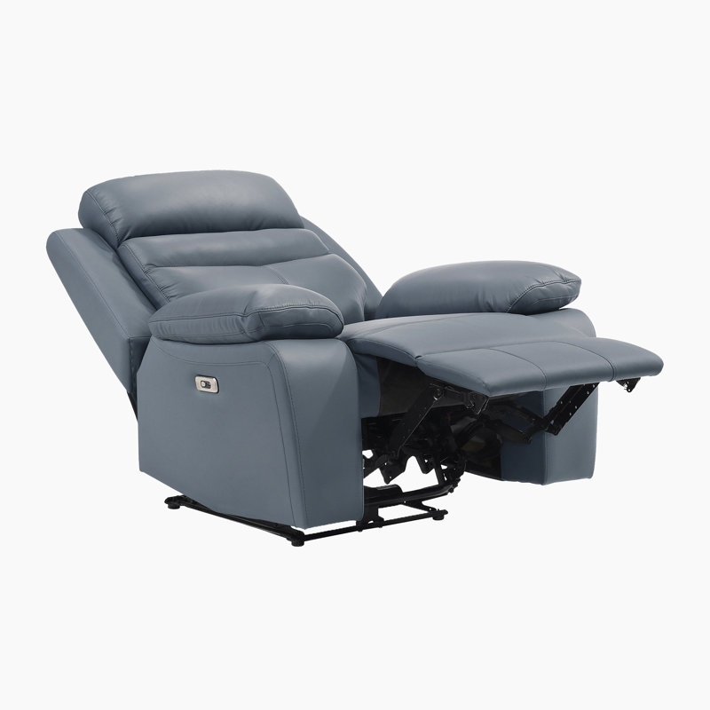 Kaniel 41" Modern Power Top Grain Leather Reclining Chair with USB Charging, One-Touch Control & High-Density Foam