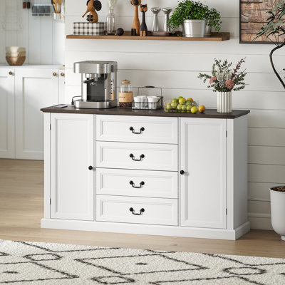 Buffet 58 "avec station de charge grain de bois blanc 58"