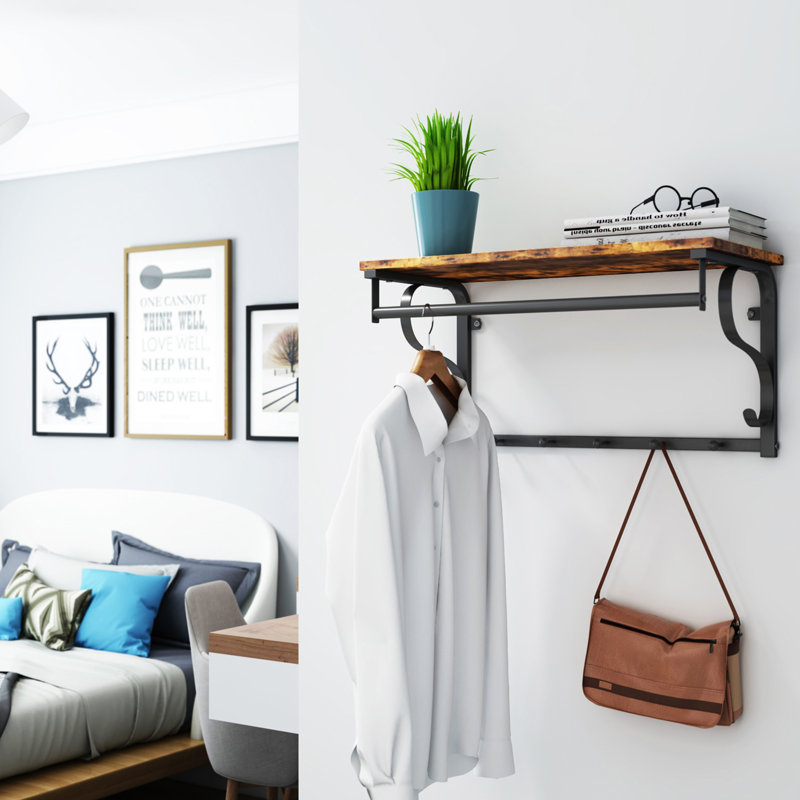 Smithers Steel Wall 7 - Hook Wall Mounted Coat Rack, Brown/Black