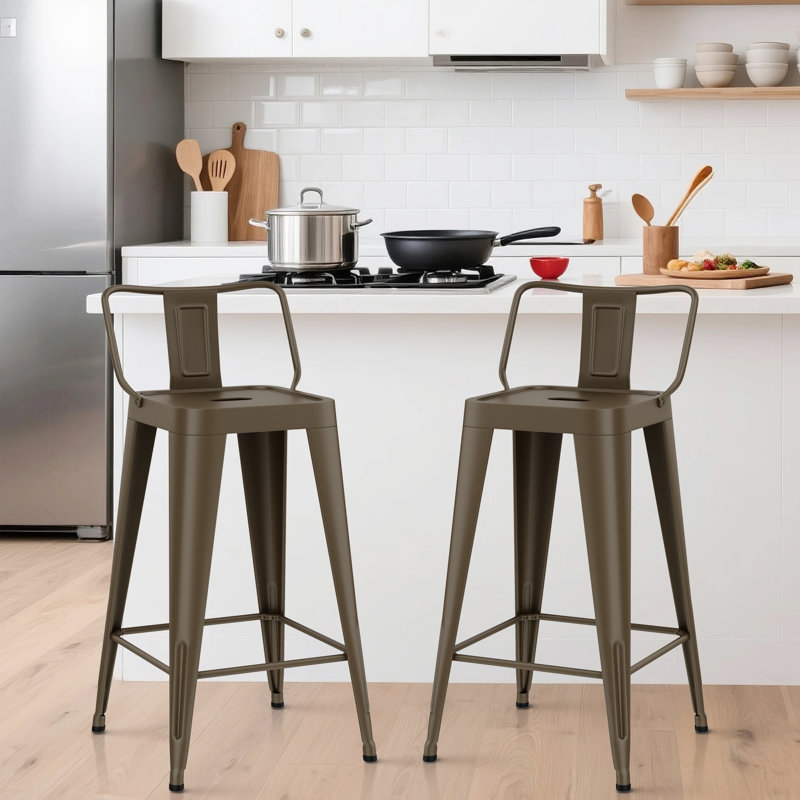 Metal Counter And Bar Stools, Counter Stool (26” Seat Height), Brown
