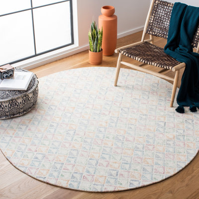 Tapis géométrique en laine et coton touffeté à la main Rodeo Drive