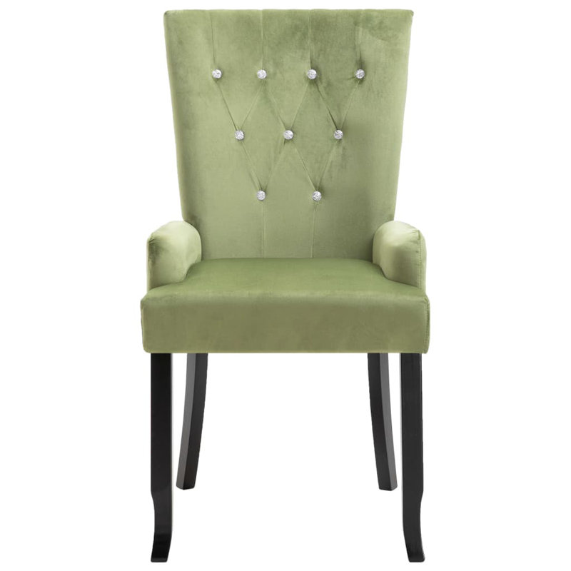 Bordovice 21.1'' H Velvet Upholstered Oak Armchair, 1, Olive Green