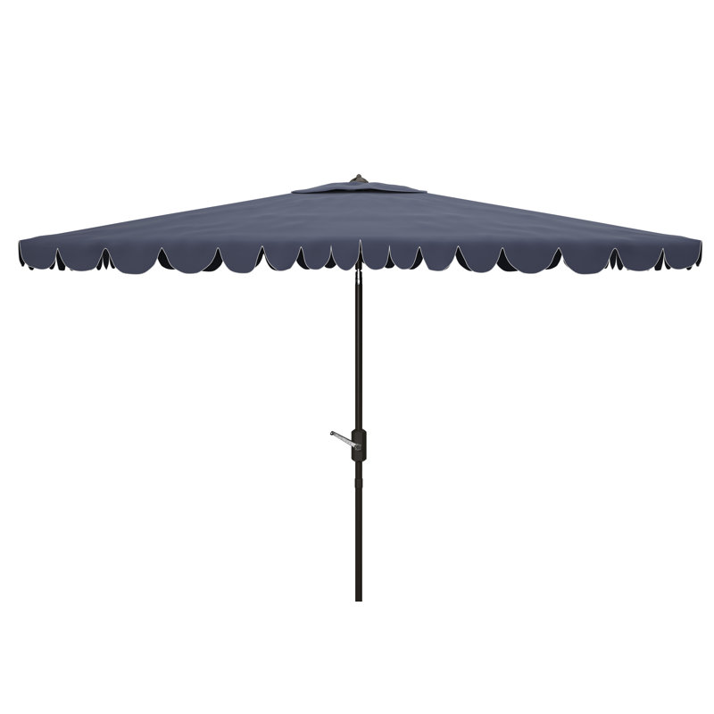 Parasol de marché rectangulaire 118,1 po Teo, Bleu marine/blanc, Brun