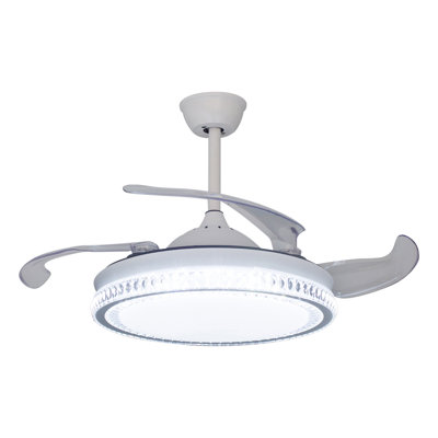 Milly 42 Inch Modern Retractable Ceiling Fan with Lights Remote Control
