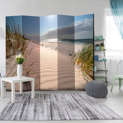 225cm W x 172cm H 5 - Panel Wood Folding Room Divider