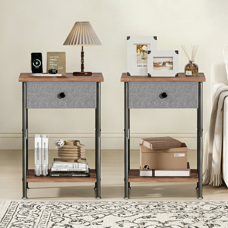 Ensemble de 2 tables d'appoint Alameen, Plateau noir / structure noire