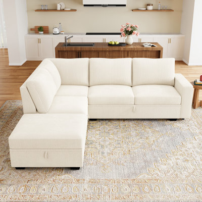 Canapé modulaire rembourré en velours côtelé brun L 87 po Brunella