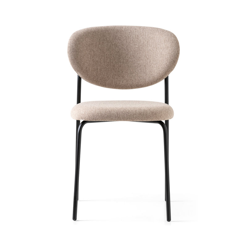 Cozy Upholstered Chair with Metal Frame, Taupe, Matt Black