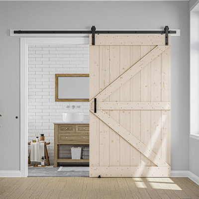 Solid Wood Paneled Barn Door with Installation Hardware Kit