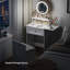 Bureau de coiffeuse avec miroir rond et lumières, table de chevet 2 en 1, coiffeuse et fauteuil