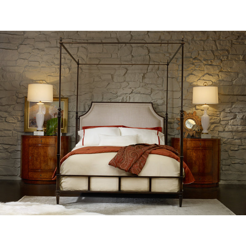 Upholstered Metal Canopy Bed, Queen