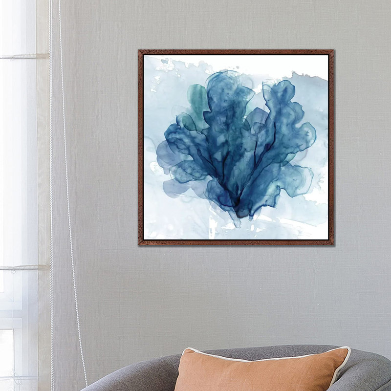 Coastal Coral II by Carol Robinson - Painting on Canvas, 66.04 cm H x 66.04 cm W, Classic Brown Wood Framed Canvas