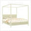 Lit plateforme à baldaquin en bois avec lattes de soutien, conception cannelée élégante, structure robuste, aucun sommier tapissier requis-129675630-129675626