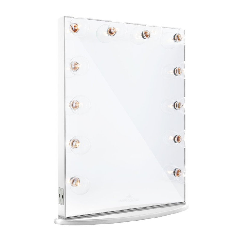 Miroir de salle de bain Hollywood Glow avec 10 ampoules DEL claires et base de miroir, Blanc brillant, H 32 po x l 26,5 po