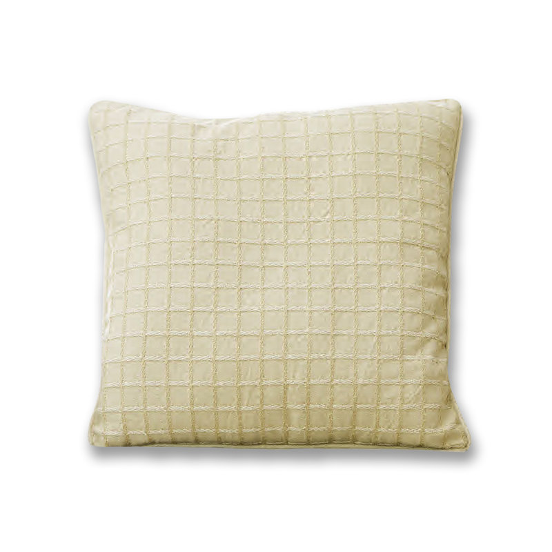 Coussin tissé, Crème à carreaux