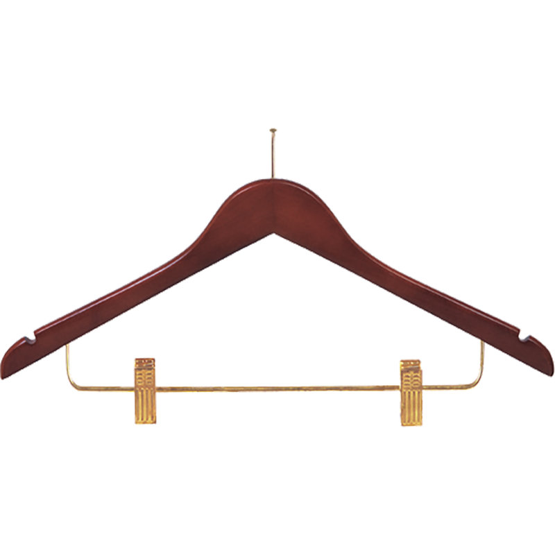Support combiné en bois anti-theft flat, Noyer avec clips en laiton, 50