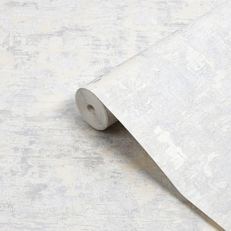 Boutique Ornamental Texture Textured Plain 10m x 52cm Matte Wallpaper Roll, Pearl
