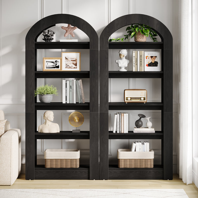 70.87" H 5-Tier Arched Bookcase, Black, 2