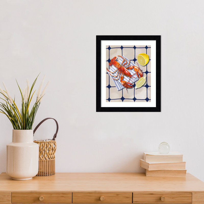 Reproduction d'art encadrée «Lobster» par Elena Dorosh, Noir Svelte, H 13 po x l 11 po