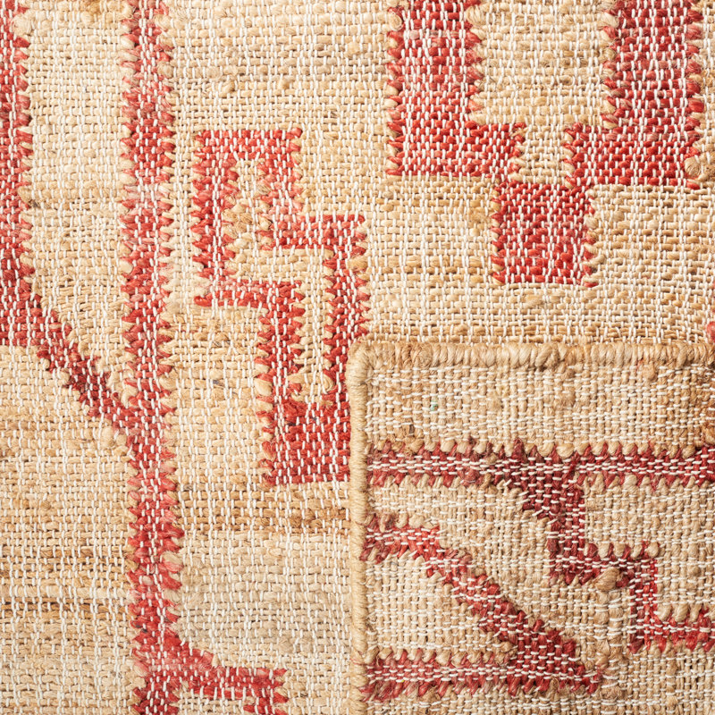 Auben Natural Fiber Flat Weave Jute Southwestern Rug, Square 6'